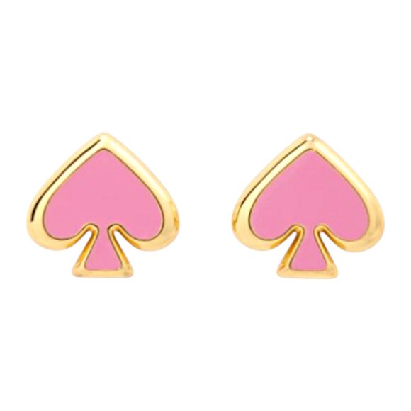 Kate Spade New York Everyday Spade Surf Pink Enamel 12K Gold Stud Earrings - Picture 4 of 8